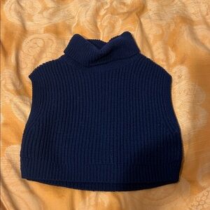 Mini Boden Navy Knit Sweater Vest Turtle Neck